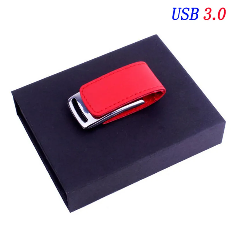 Red POWERONE USB 3,0 логотип клиента металлическая кожа usb+ Подарочная коробка usb флэш-накопитель 4 ГБ 8 ГБ 16 ГБ 32 ГБ 64 Гб карта памяти U диск - Цвет: Red