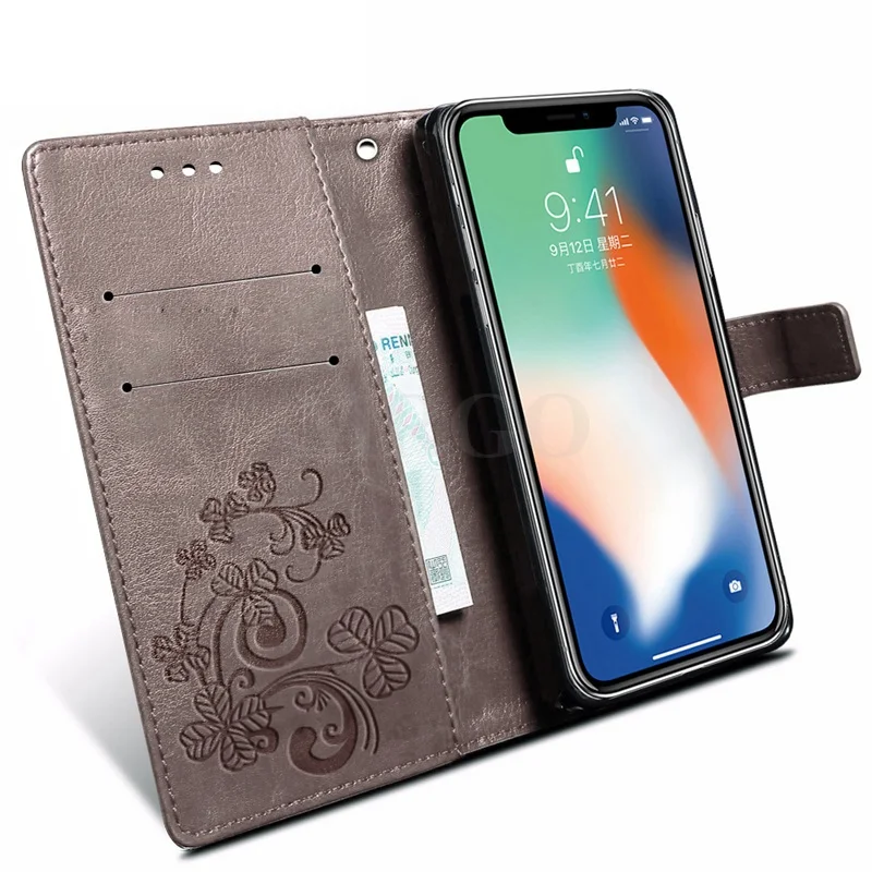 Four Leaf Clover Case MRGO for iPhone X Cover 8 Plus Flip Leather 7 5 5s 6 s 6s Phone Coque | Мобильные телефоны и