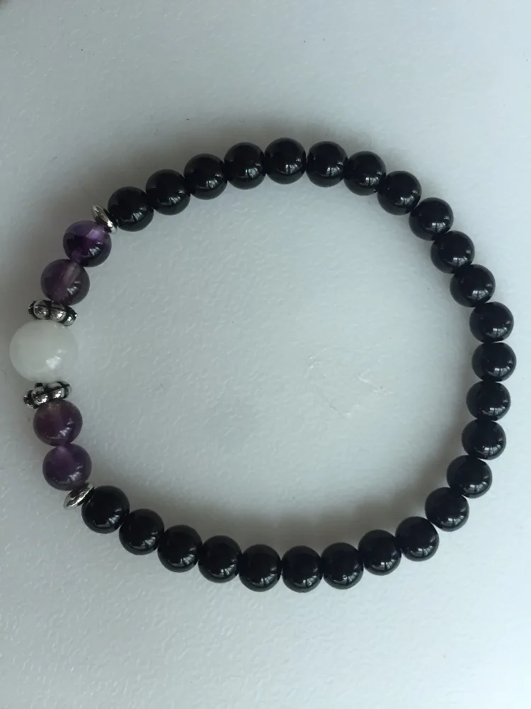 Натуральный камень 8 мм браслет из белого нефрита 6 Фиолетовый кварц