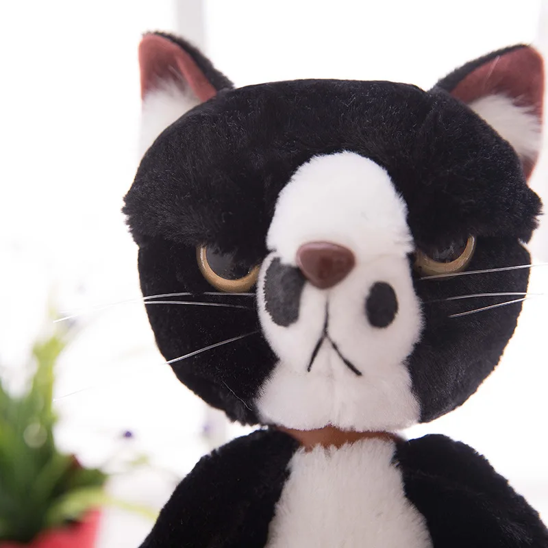 Новое поступление 40 55 см большой Размеры Черный Белый Кот плюшевые игрушки кошки
