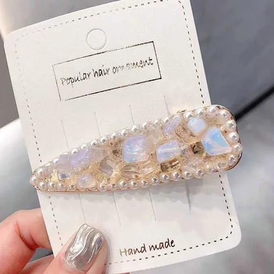 Pearl металлический зажим для волос ободок Гребень Pin Барретт конфеты камень шпильки головной убор аксессуары Красота Инструменты для укладки - Цвет: 3