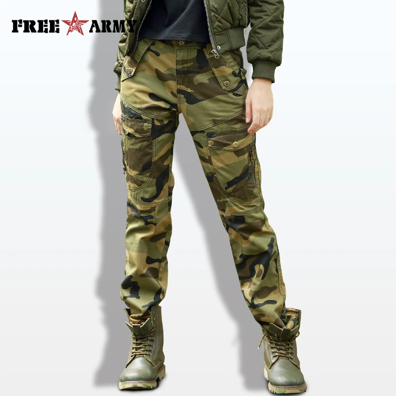 Осенние камуфляжные брюки для женщин Саржевые хлопковые повседневные брюки женские военные армейские брюки женские брюки зимние женские д...