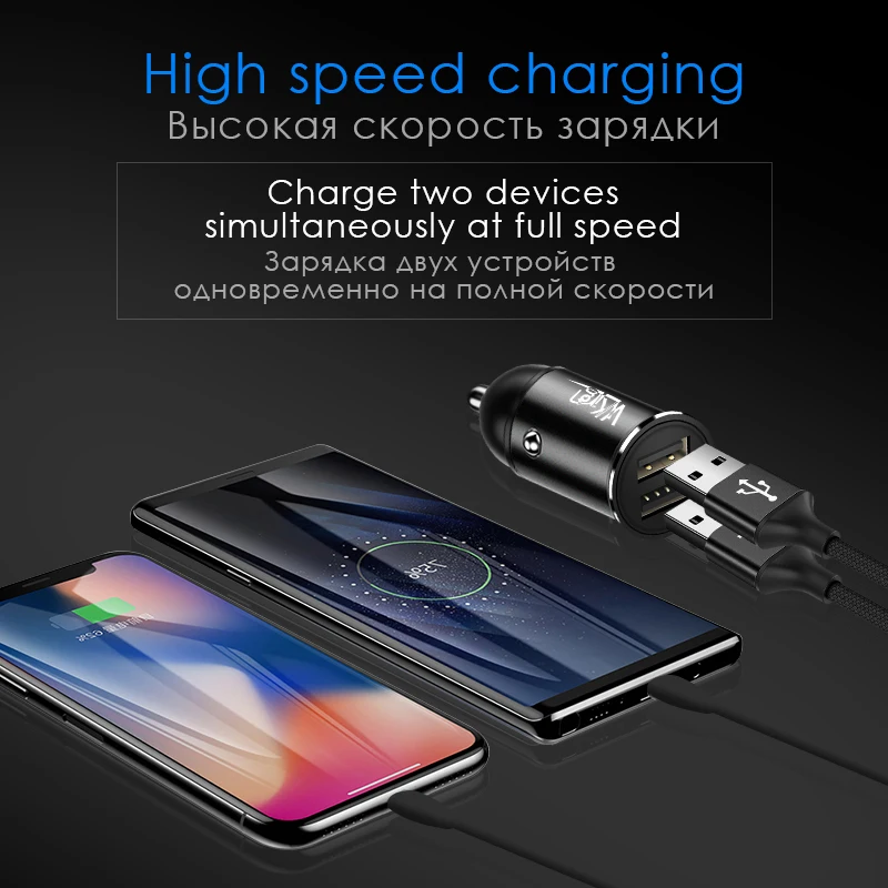 VVKing 3.0A Max 2 USB порта мини автомобильное зарядное устройство для iPhone Samsung Xiaomi Smart Dual
