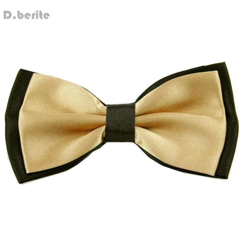 

Tuxedo Men's Bowtie Adjustable Wedding Groom Party Satin Silk Beige Black Bow Tie BT33