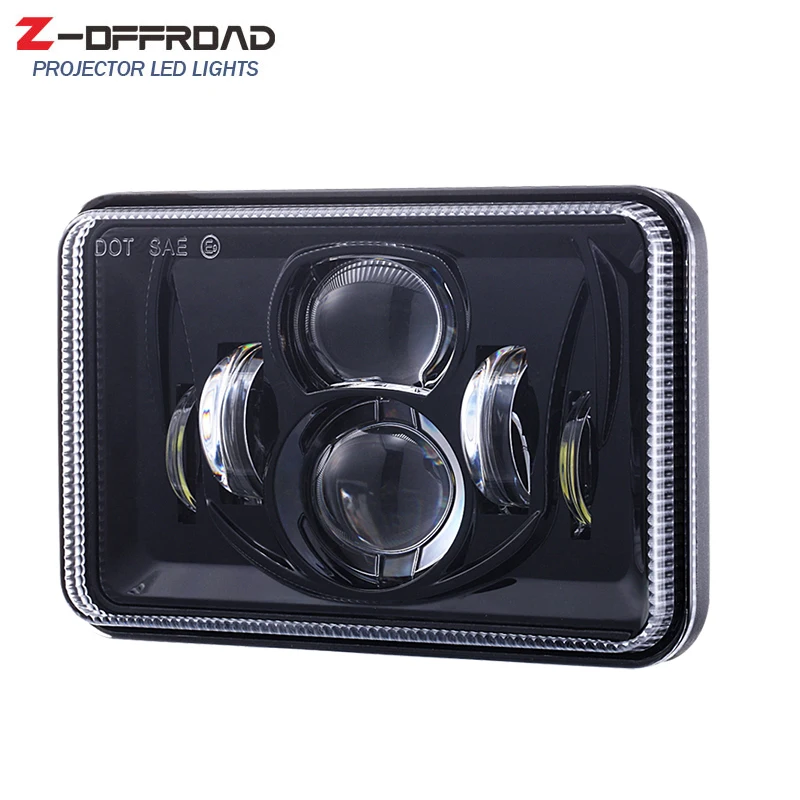 Черный/хром 4x6 дюймов светодиодные фары для грузовиков DOT EMARK 12V 24V герметичные