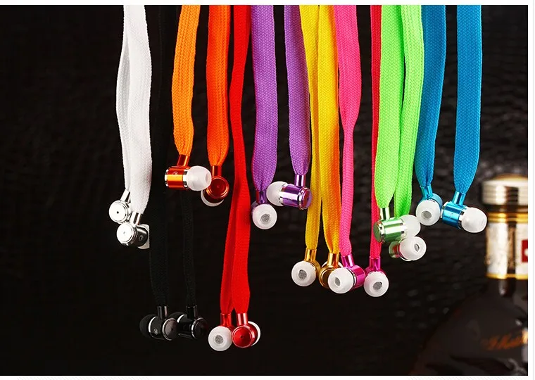 7 Цвета Металла Шнурки Наушники 3.5 ММ Стерео Разъем Для Мобильных Телефонов