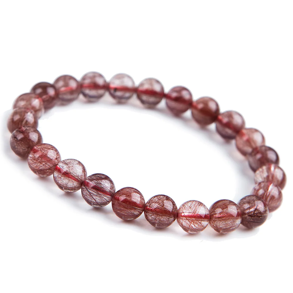 Браслет из натурального красного рутилированного кварцевого кристалла 8 мм для