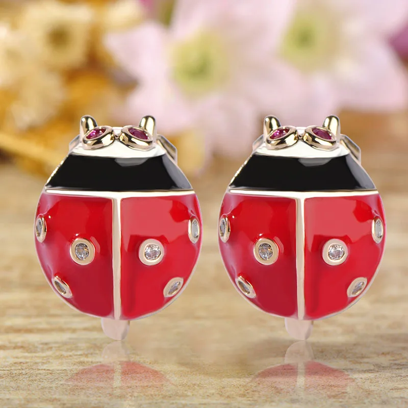 Женские серьги-клипсы с красной эмалью золотого цвета | Украшения и аксессуары