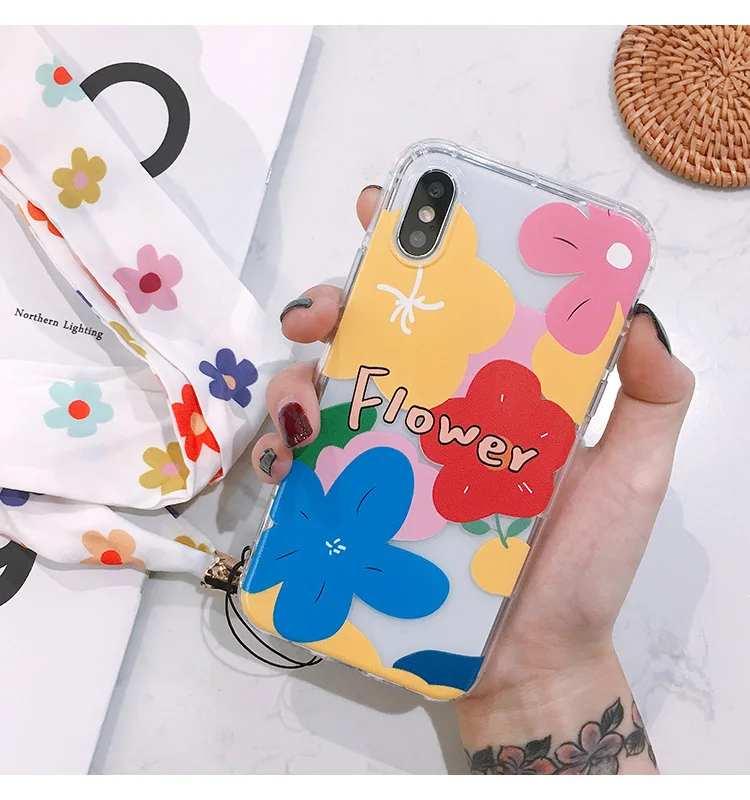 Милый прозрачный чехол с листочками для Samsung Galaxy S6 S7 Edge S8 S9plus S10plus note 8/9/4/5 задняя