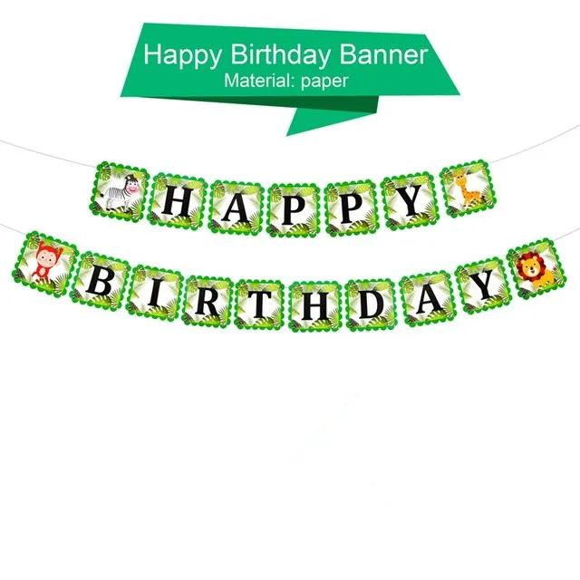 Happy Birthday Banner Animal Lion Cake Topper Kid Birthday Party Ocean Wild Animal Jungle Party Supplies Children's Day Gifts