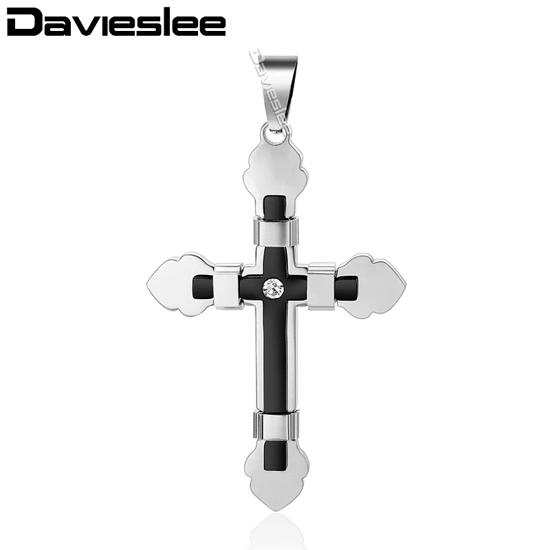 Davieslee 15 стилей, из нержавеющей стали крест кулон для Для мужчин цвета: золотистый, серебристый тон нескольких слоев прозрачными камнями Мода ювелирные изделия DLKPP1 - Окраска металла: KP14