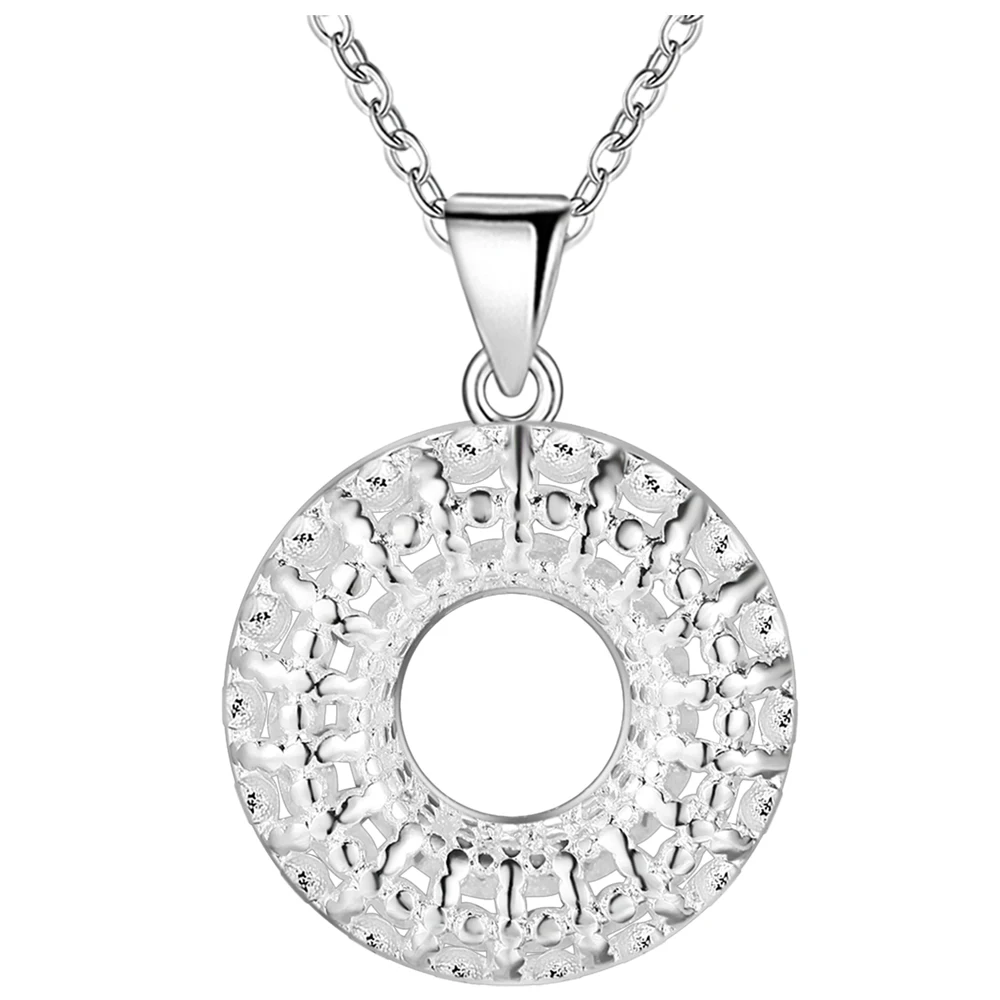 Серебряная бижутерия комплект мода цепи круглый ожерелье и серьги украшения для