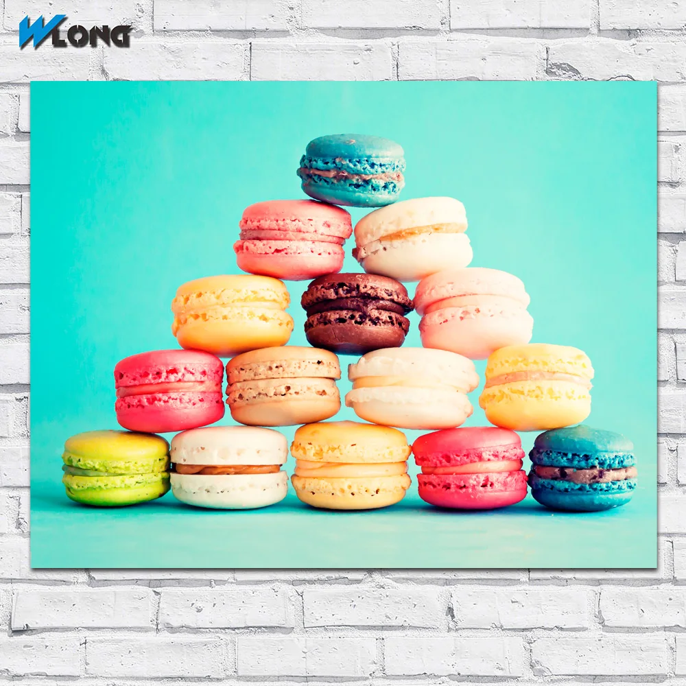 Большой размер картина маслом сладости цветной фон Макарон художественный холст