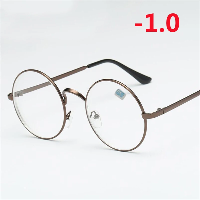 Myopia 100 Студенческие очки для близорукости, женские и мужские металлические круглые очки, оправа с градусом, короткие очки для коррекции зрения-1-1,5-2-2,5-3-3,5-4,0 - Цвет оправы: Myopia 100