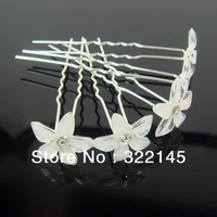500pcs wedding bridal white flower crystal hair pins