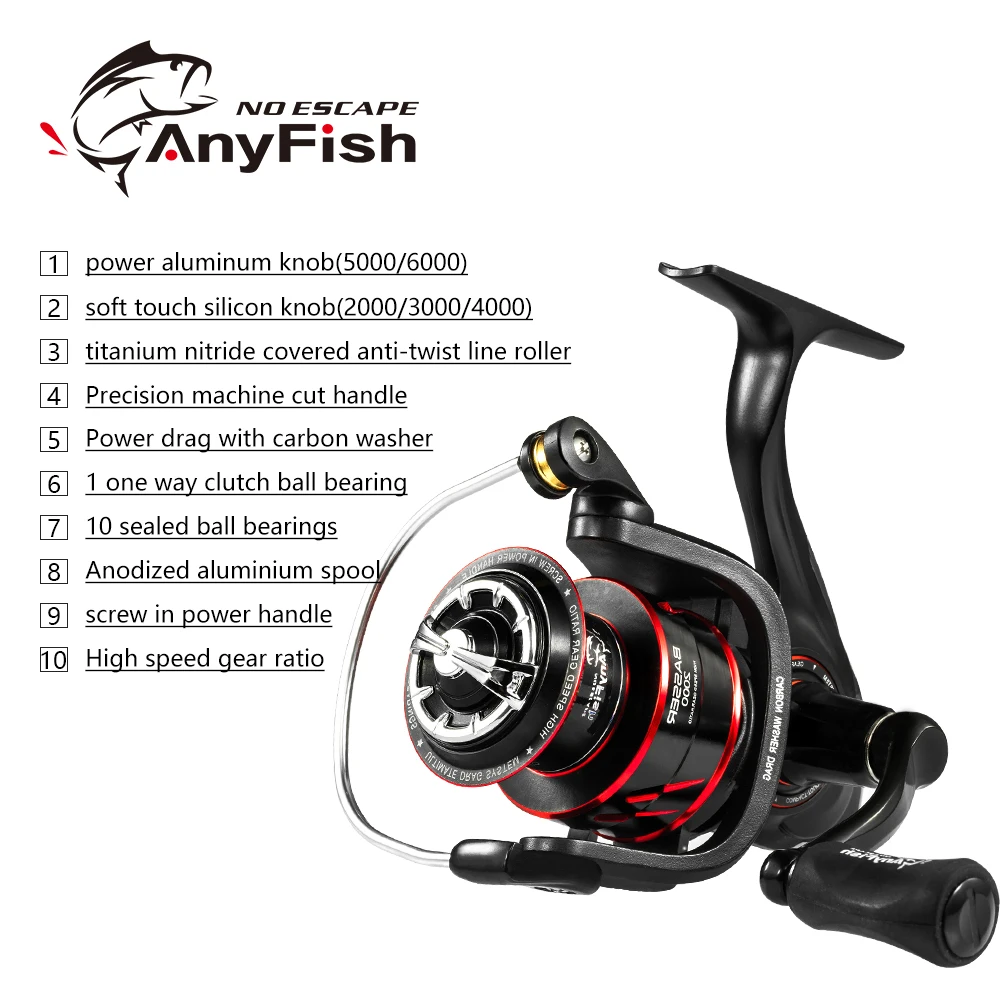 Рыболовная катушка Anyfish 100% оригинальная 2000/3000/4000/5000/6000 передаточное число 6 3: 1