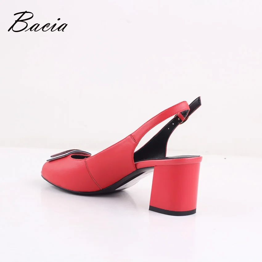 Bacia Sheep Skin Sandals 2017 New Square Pumps Genuine Leather Red Shoes Women Summer Buckle Strap 35-41 Size SA010 | Обувь