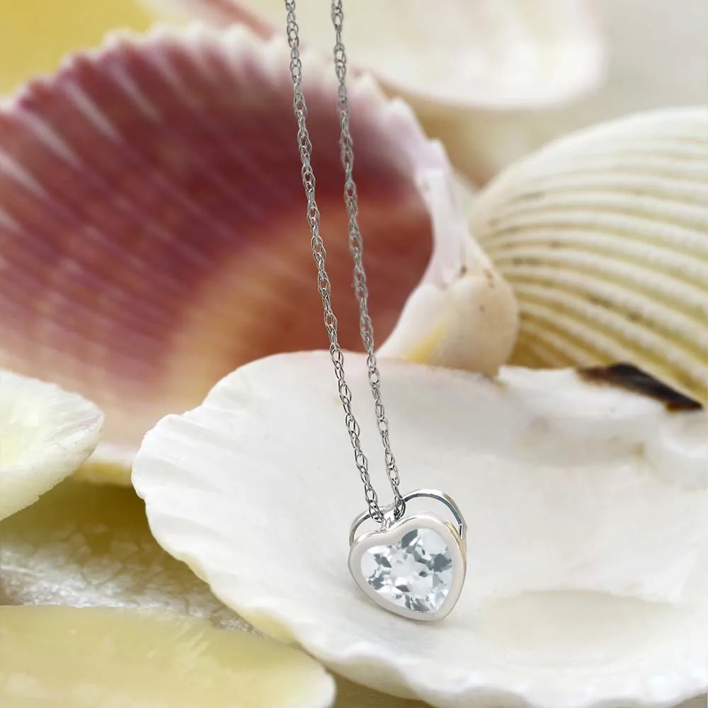 GemStoneKing 0 67 карат в форме сердца Натуральный небесно Синий аквамарин 10 к белое