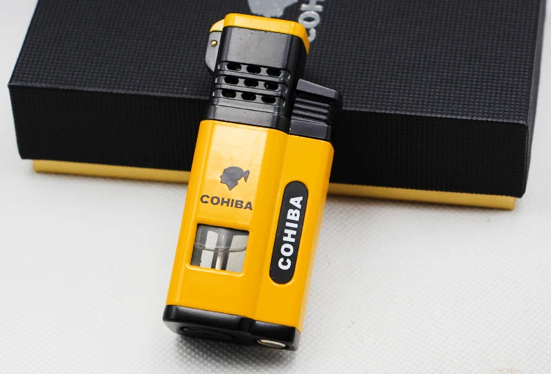 COHIBA специальные легче металла четыре Jet Flame с газом смотровое окно прикуривателя