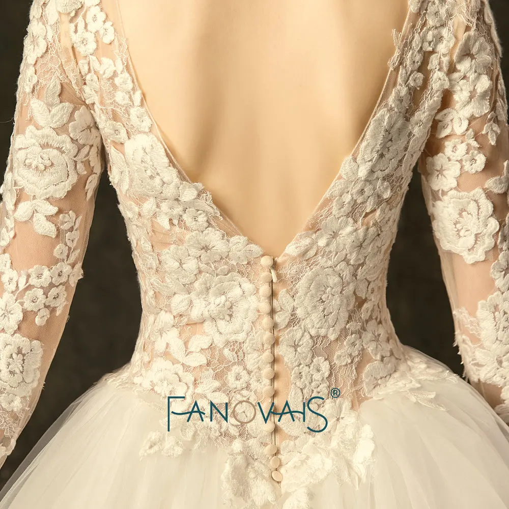 2019 С Длинным Рукавом Кружева Свадебное Платье Принцесса Vestido Dе Noiva Женщины Белое