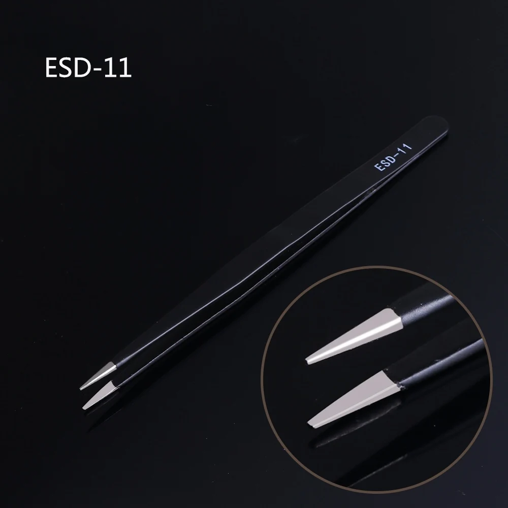 ESD-11 1 шт. Черный Нержавеющая сталь пинцет для ресниц Стразы Gem сбор ресницы расширение Professional косметика для глаз инструмент LAESD10-15 - Цвет: ESD-11