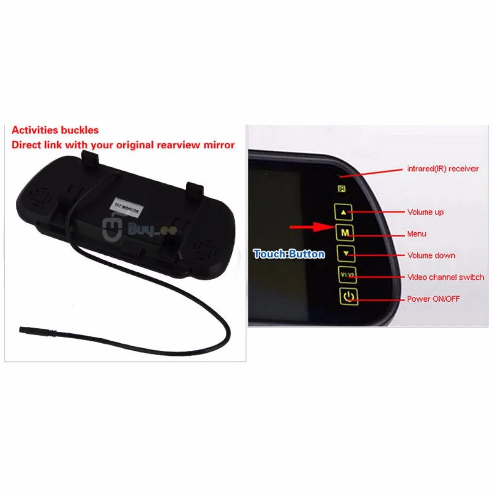 Buyee беспроводной HD 7 дюймов цветной TFT lcd Автомобильный зеркальный монитор для