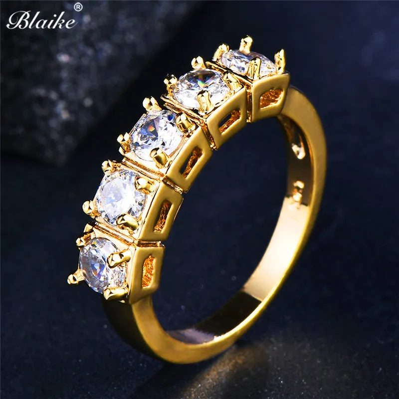 Кольца для мужчин и женщин Blaike кольца из белого циркония с желтым золотом