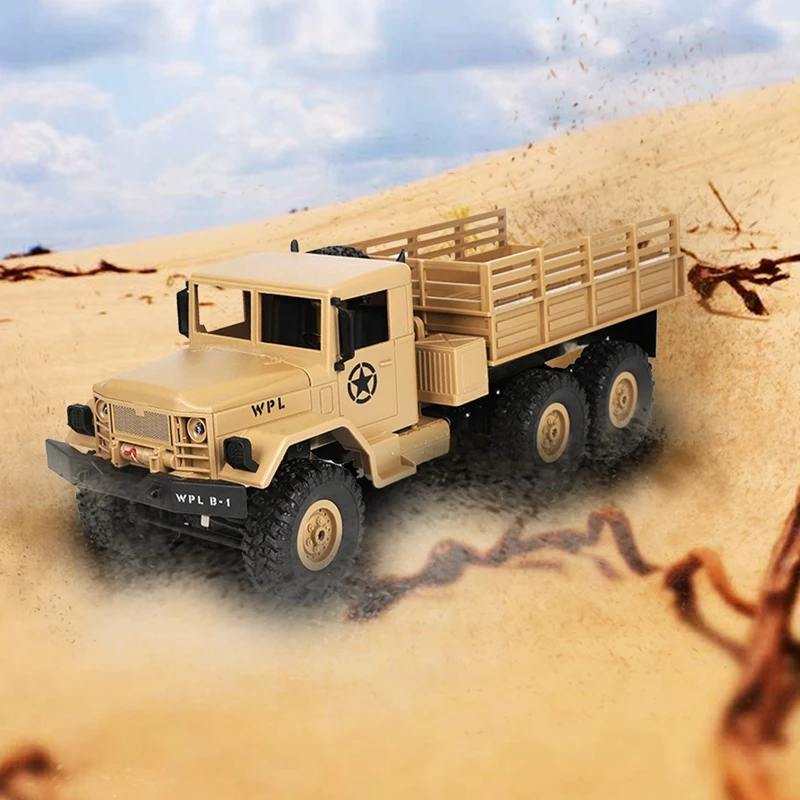 WPL B-16 1/16 2,4G 4WD внедорожник RC Военный Грузовик Рок Гусеничный армейский автомобиль - Цвет: Yellow