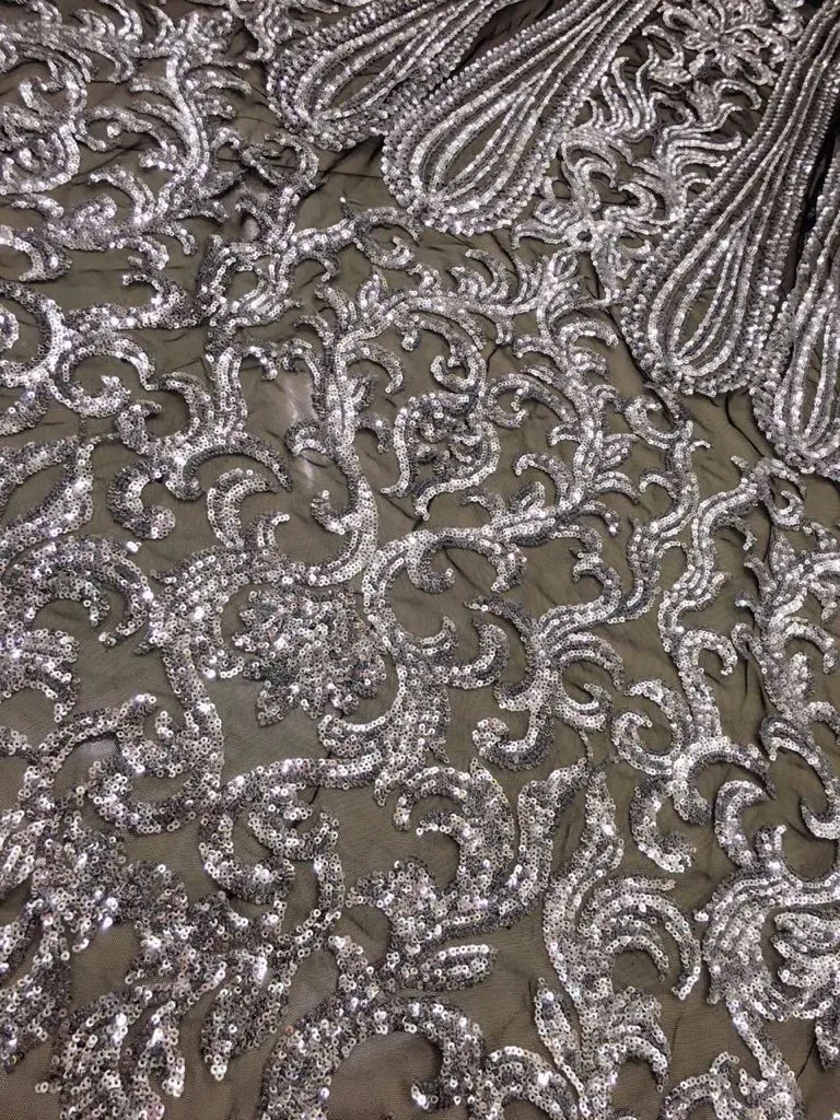 Новое поступление Золотая расшитая блестками швейцарская шифоновая ткань