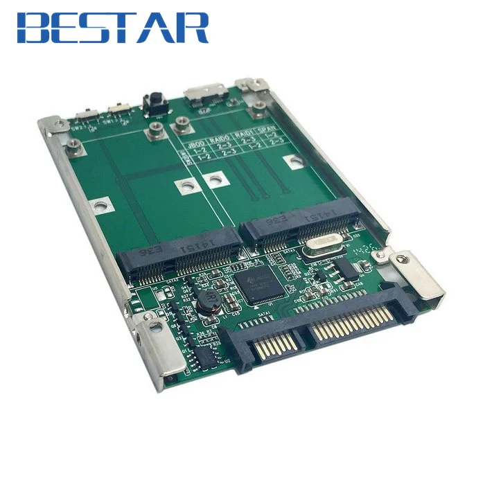 2 5 &quotдвойной мини pcie PCI E pci express mSATA RAID SSD адаптер для SATA Raid 22pin и USB 3 0 аппаратная
