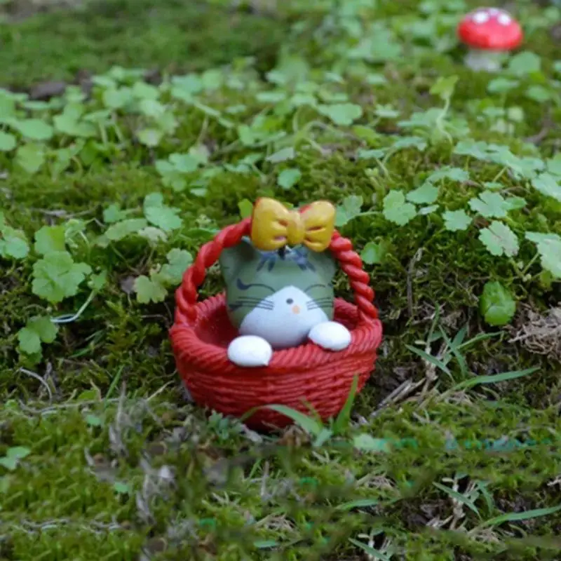 HOT Cute Resin Crafts Decorations Miniature Cradle Cat Fairy Gnome Terrarium Christmas Xmas Party Garden Gift | Дом и сад