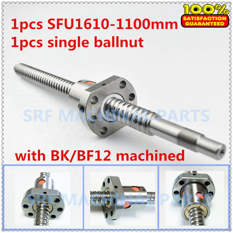 

1pcs 16mm Rolled Ballscrew SFU1610 Ball screw lead length 1100mm+1pcs single ball nut with BK/BF12 end machining for CNC parts