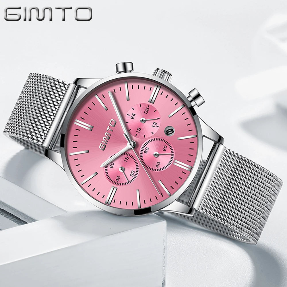 

GIMTO 2018 Fashion Women Watches Steel Silver Gold Clock Sport Quartz Ladies Watch Casual Female Wristwatch Relogio Feminino