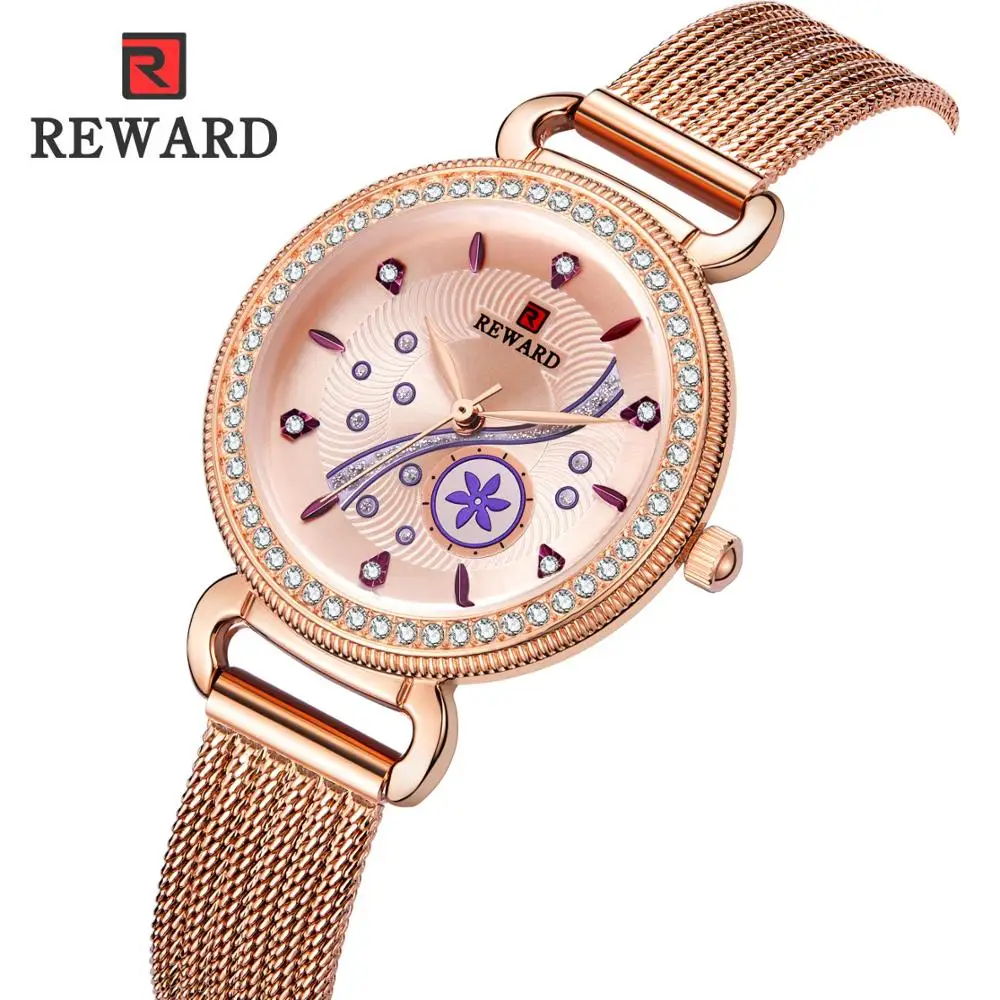 Женские часы Rewards Rose роскошные брендовые браслет водонепроницаемые дропшиппинг