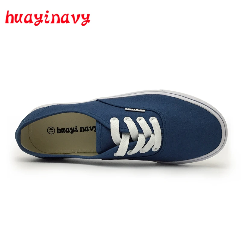 huayi navy Fashion Men Shoes Casual Flat White Canvas 2018 Spring Summer Comfortable Vulcanized For V01 | Обувь
