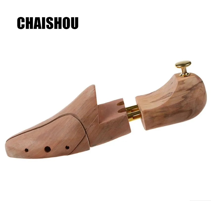 

CHAISHOU 1 pair of camphor wood shoes tree double tube solid wood Adjustable Shoe Shaper Men's Shoe last CS-164