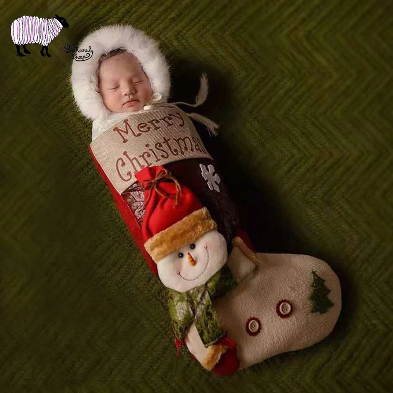 Рождественский костюм для новорожденных реквизит фотосессии малышей вязаная