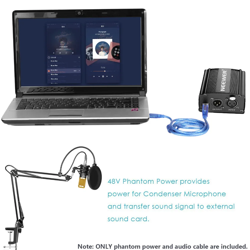 Neewer NW-800 конденсаторный микрофон комплект с USB 48 В фантомный источник питания NW-35
