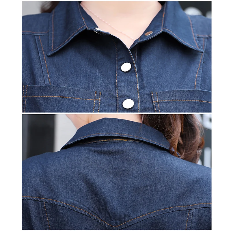 Лето 2018 модное женское платье повседневное джинсовое рубашка карандаш с