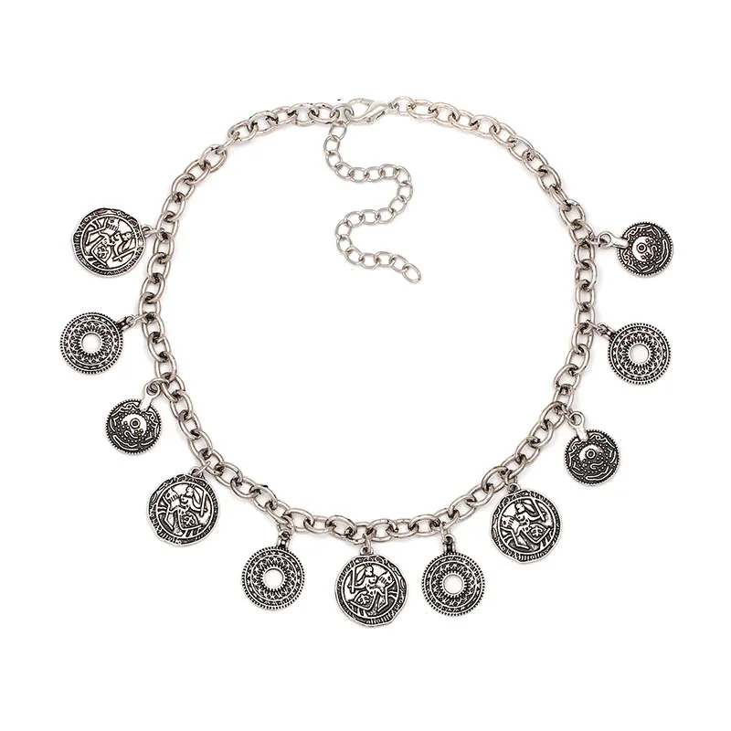 Этническая монеты медальоны Chokers ожерелья для Для женщин Винтаж цвета: