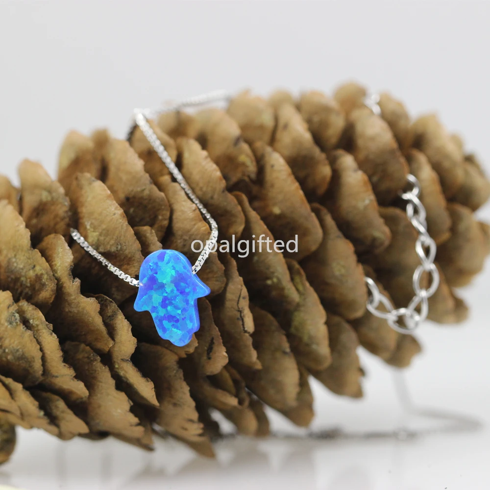 (1 шт./лот) Бесплатная доставка 8*10 мм опаловое ожерелье Hamsa с цепочкой из