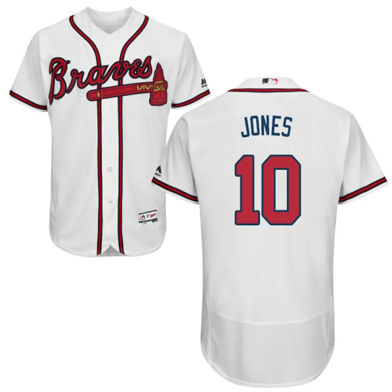 Мужская Фредди Фриман #5 Chipper Jones #10 Хэнк Аарон #44 100% Прошитой Логотипы Flexbase Белый