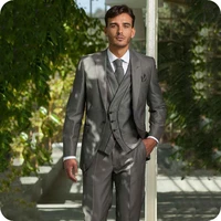 italian dark grey men suits slimming groom wedding suit man tuxedo retro male blazers jacket pants 3piece costume homme mariage