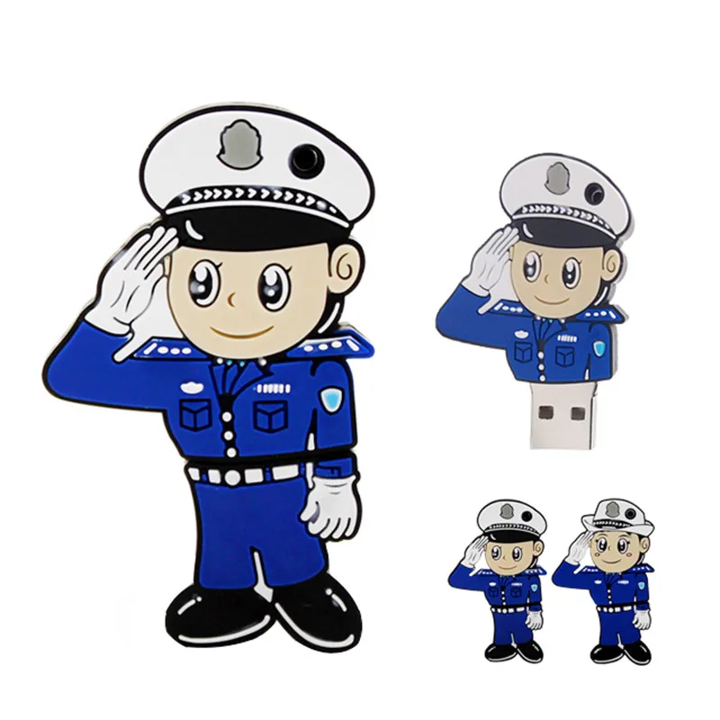 USB флеш накопитель с мультяшным полицейским u диском 4 ГБ 8 16 Флешка 32 64 personalizado
