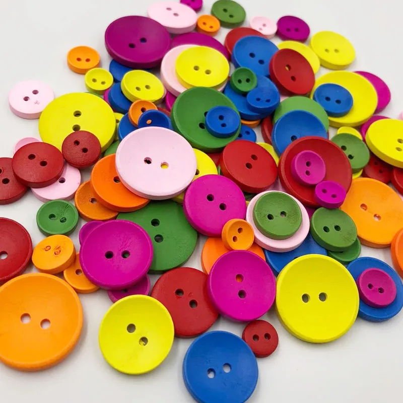 

50Pcs 2 Holes Mixed Size Wood Buttons For Craft Round Sewing Buttons Scrapbook DIY Home Decoration Accessories WB533