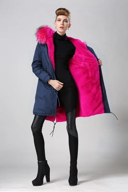 Женская парка с большим капюшоном анорак мехом енота верхняя одежда большого