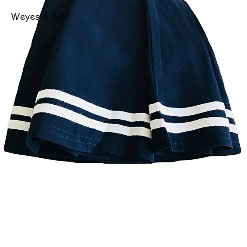 Weyes &amp Kelf Button High Waist Retro Skirts Womens Dark Blue Elegantes 2020 Summer Skirt Knee-length For Women Faldas | Женская