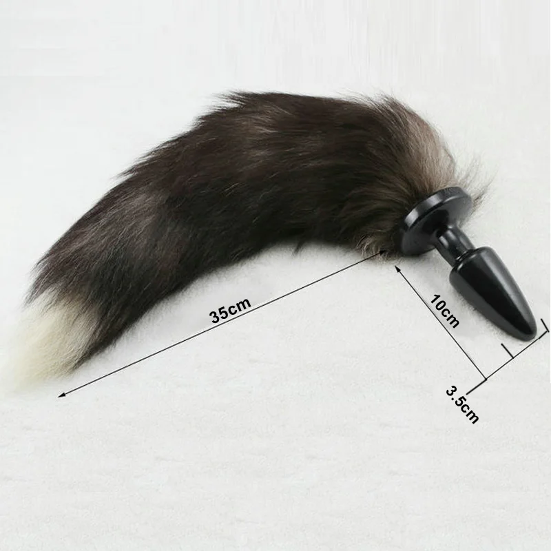 Анальная пробка из нержавеющей стали белая искусственного лисьего хвоста хвост