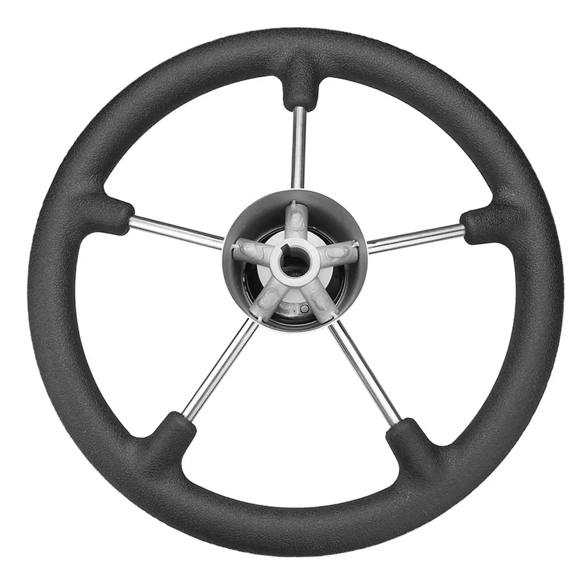 

Audew Marine Steering Wheel Stainless Steel 5 Spoke Foam Grip Knob Steering Wheels Standard 3/4" 1.91cm Tapered Shaft