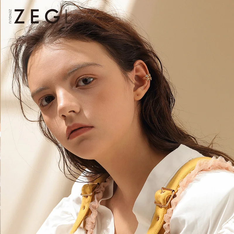 ZEGL Sen клипсы для ушей без пирсинга женские серьги мини темперамент простые свежие